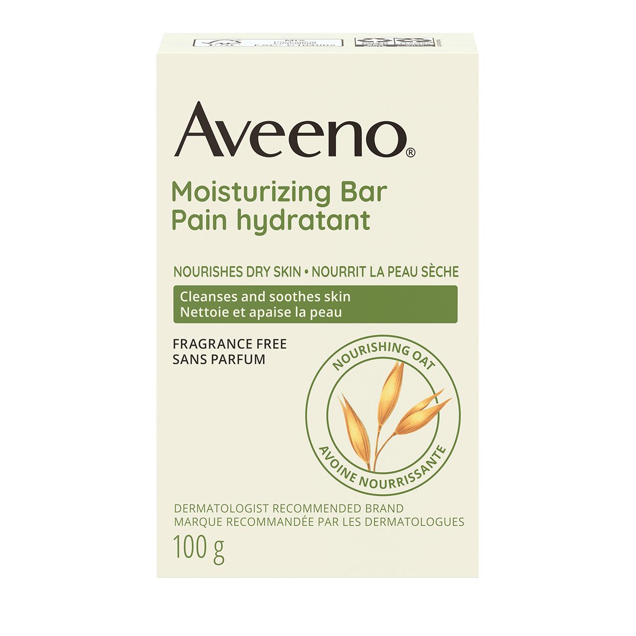 AVEENO® Pain hydratant pour la peau sèche, Sans parfum, 100 g