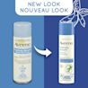 Ancien et nouvel emballage du flacon de 198 g du gel à raser apaisant AVEENO®, avec la mention "nouveau look"