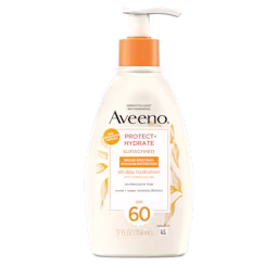 Pack shot of Aveeno® Protect + Hydrate Sunscreen Body Lotion Broad Spectrum SPF 60, 12 fl oz