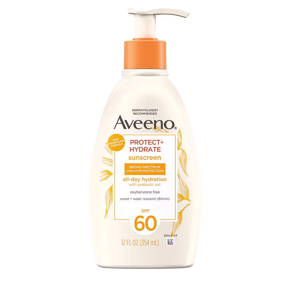 Pack shot of Aveeno® Protect + Hydrate Sunscreen Body Lotion Broad Spectrum SPF 60, 12 fl oz