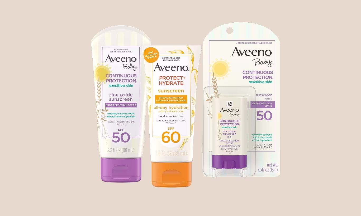 Aveeno® Shop by category - Image card for Sunscreen product line