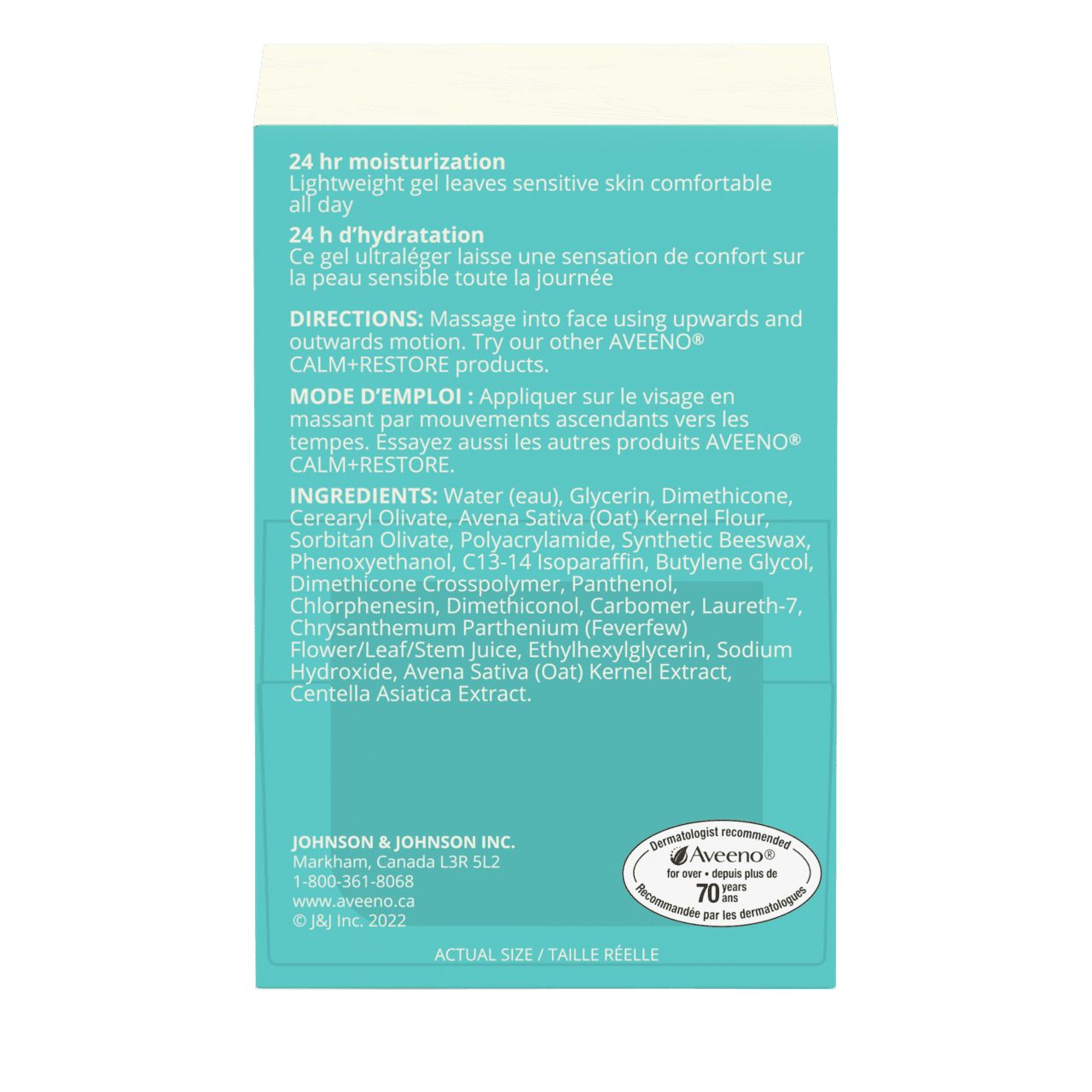 Back Shot of AVEENO® Calm + Restore Oat Gel Moisturizer