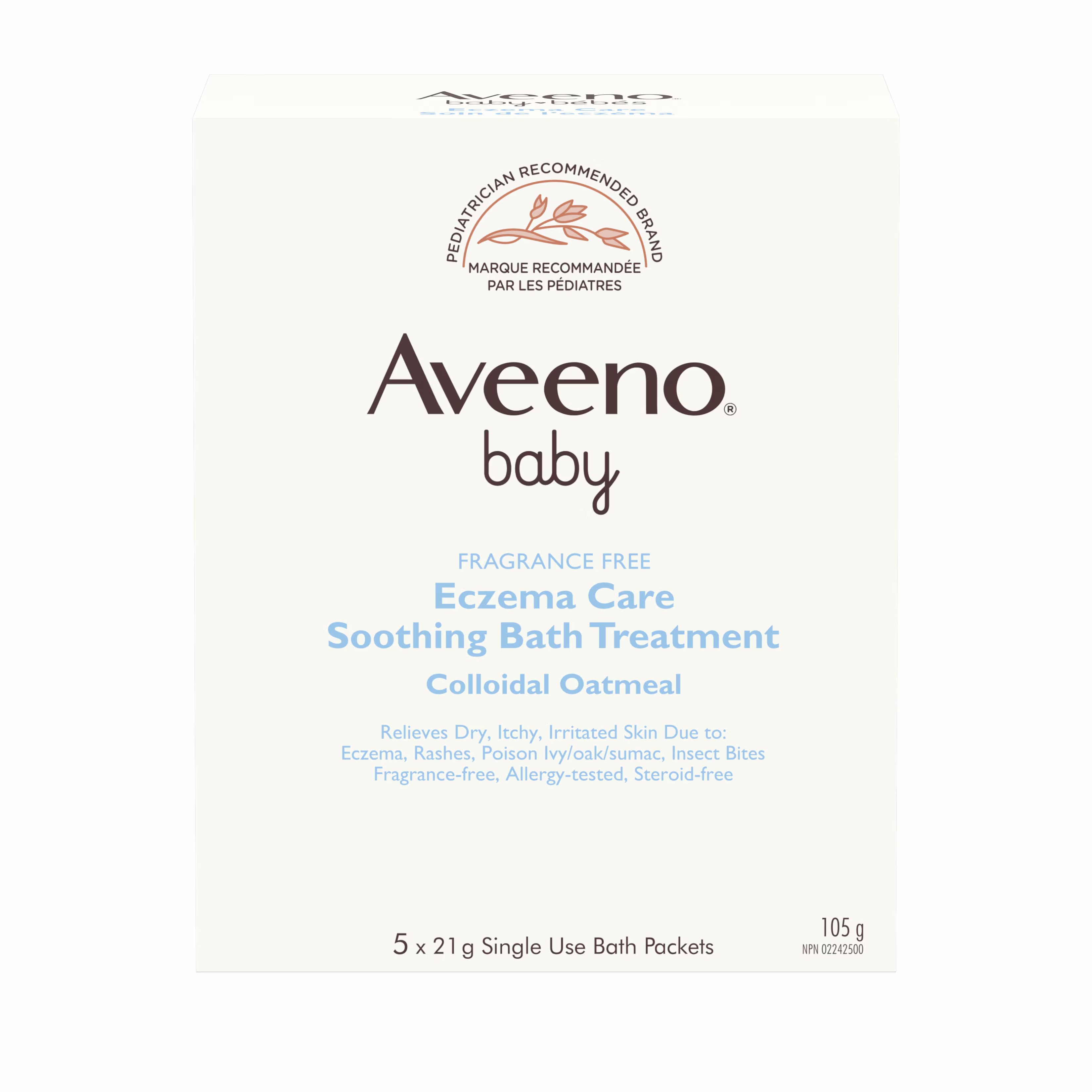 AVE NA CA 381370036623 100777000 472110 Baby Eczema Bath Treatment 5x 21g 00000 EN AVEENO® BABY Eczema Care Soothing Bath Treatment, Fragrance-free, 5 x 21g bath packets