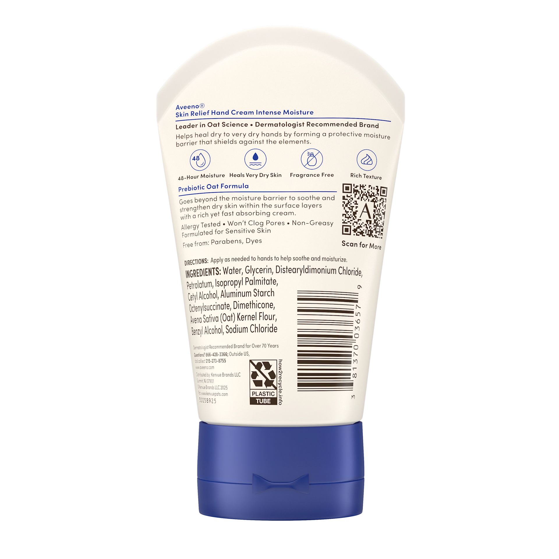 Back Pack shot of Aveeno® Skin Relief Intense Moisture Hand Cream 3.5oz