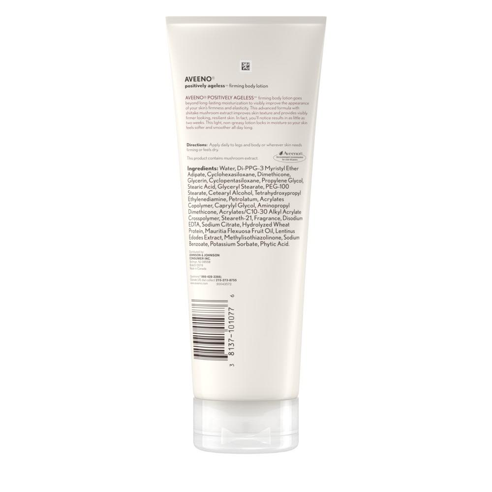 Back pack shot of Aveeno® Positively Ageless firming body lotion 