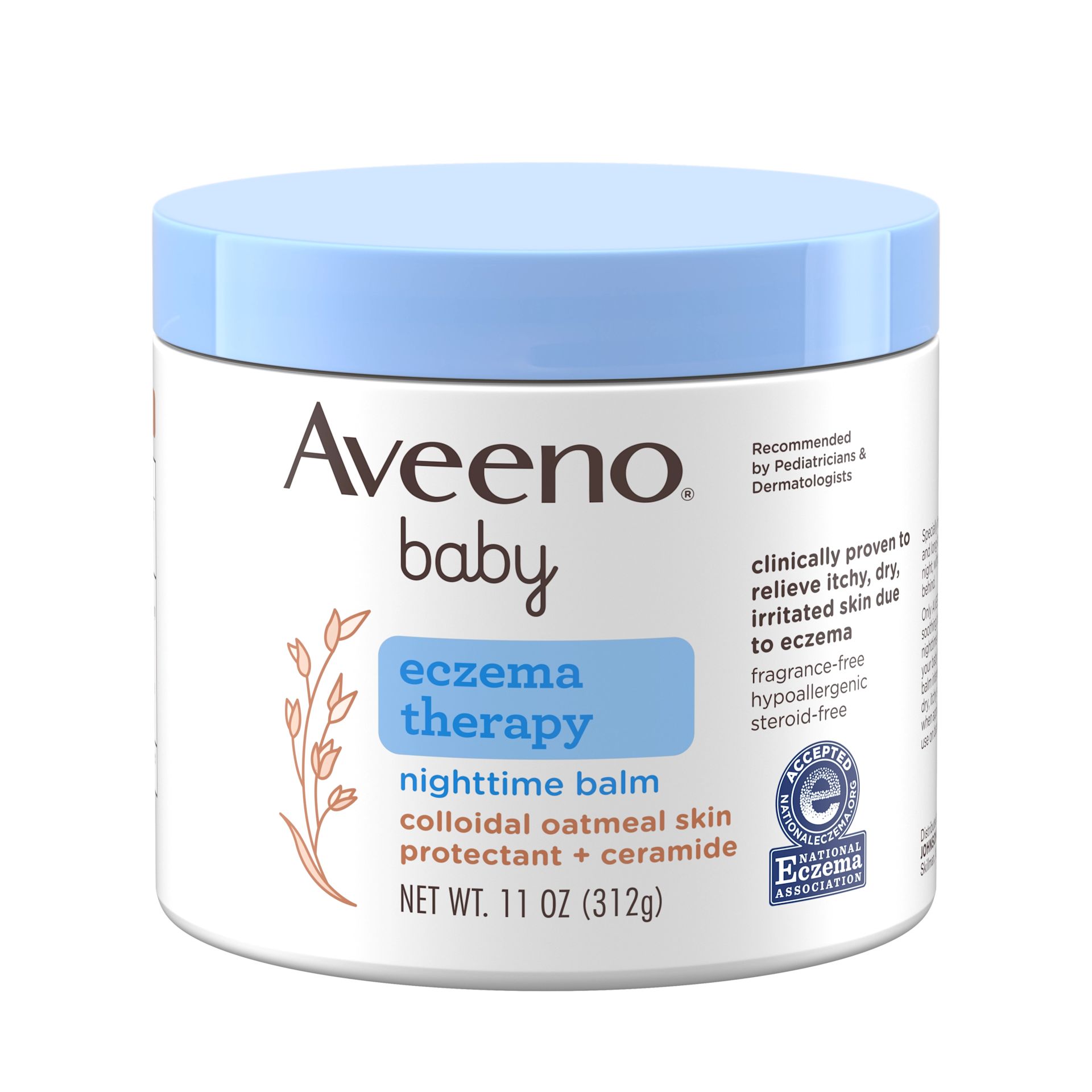 Front pack shot of Aveeno® Baby Eczema Therapy Nighttime Balm