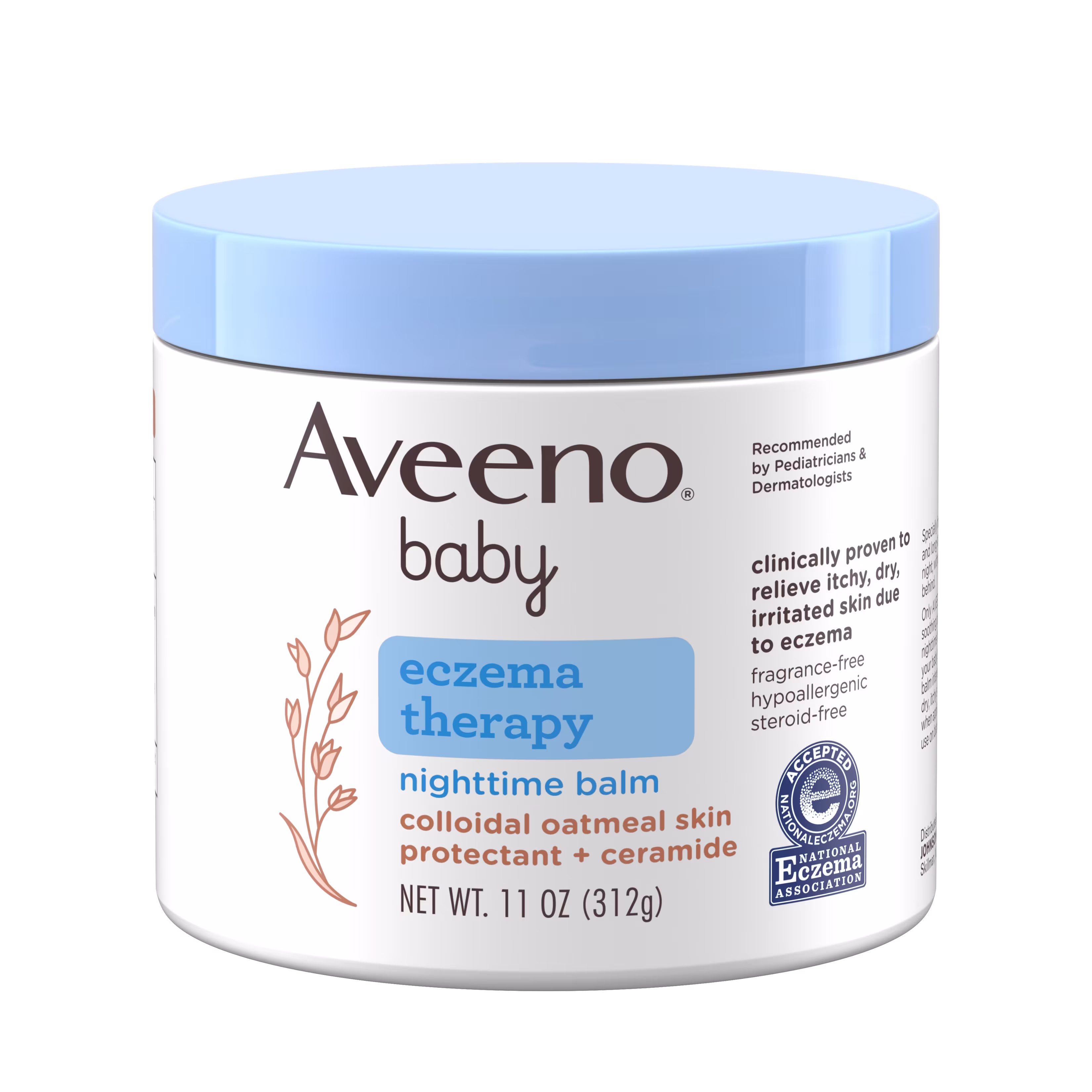 Front pack shot of Aveeno® Baby Eczema Therapy Nighttime Balm