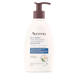 Panneau avant du flacon de la lotion hydratante apaisante AVEENO® au menthol rafraîchissant