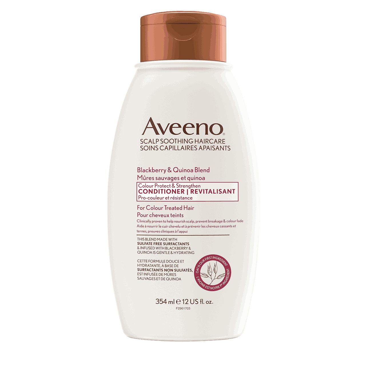 AVEENO® Blackberry Quinoa Blend Conditioner, 354ml bottle, back label