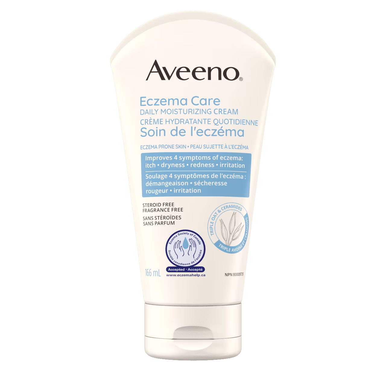 Panneau avant du tube de la crème hydratante AVEENO® Soin de l'eczéma