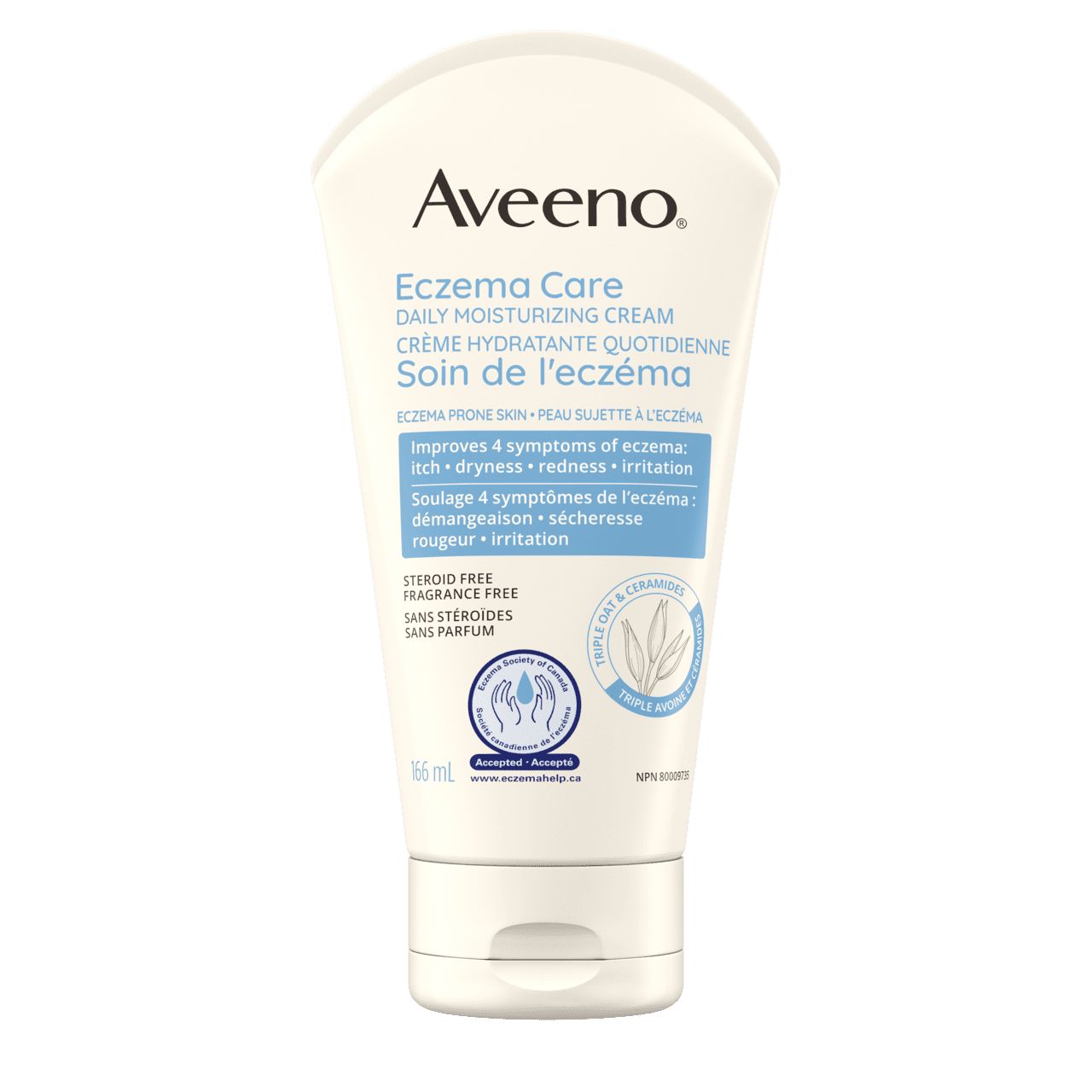 Panneau avant du tube de la crème hydratante AVEENO® Soin de l'eczéma