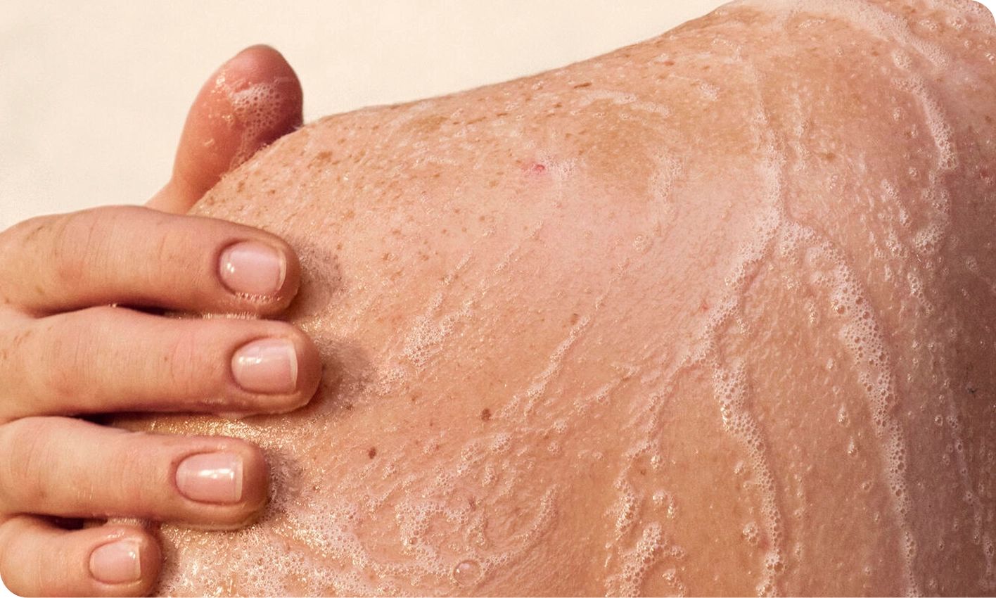 Sensitive skin tips, cleanse thoroughly, but gently. Foam texture.