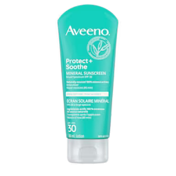 Tube à presser de 88 ml de l’écran solaire minéral AVEENO® Protect + Soothe pour peau sensible, avec FPS 30