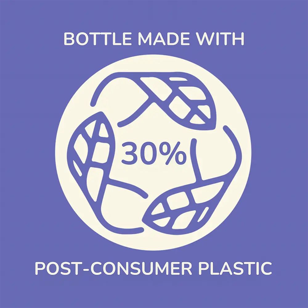 Bottle made with 30% post-consumer plastic