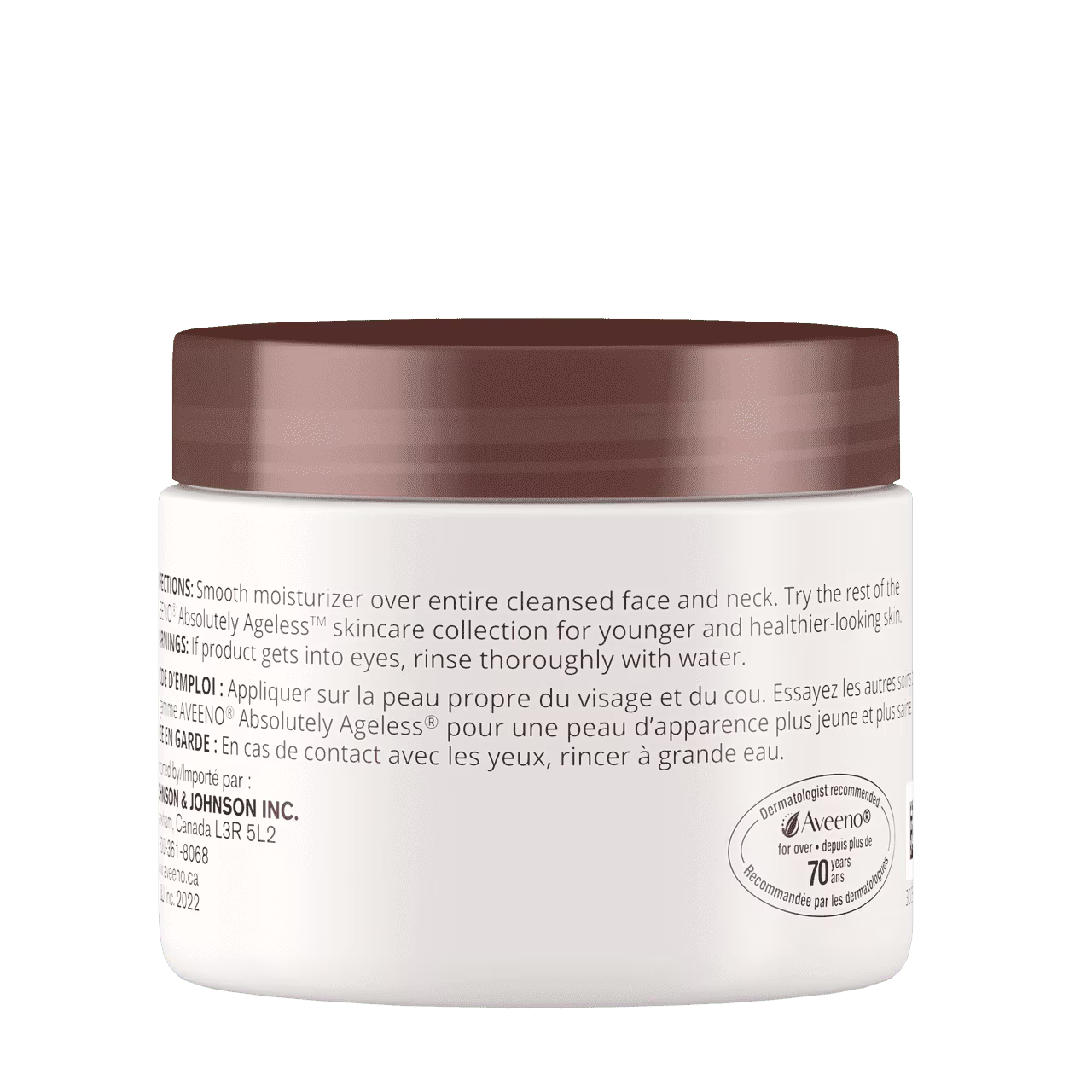 Panneau arrière du pot de la crème pour la nuit AVEENO® Absolutely Ageless