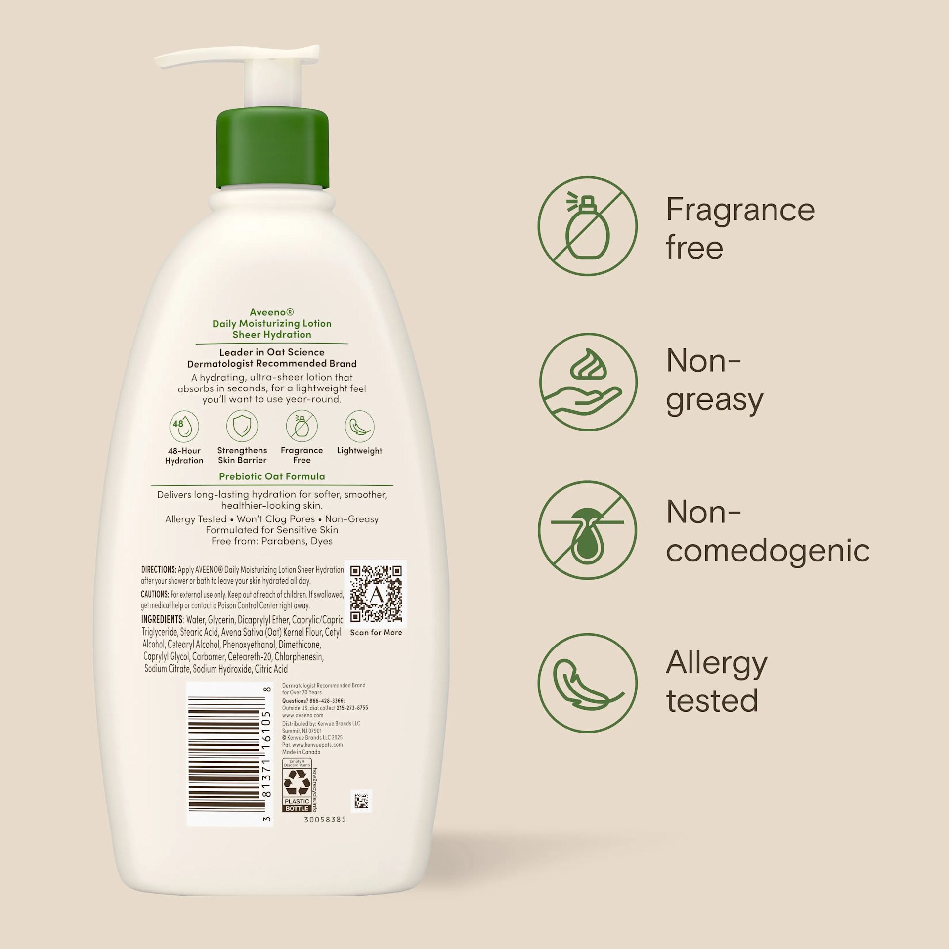 Sheer Hydration Fragrance free, non-greasy, non-comedogenic & allergy tested