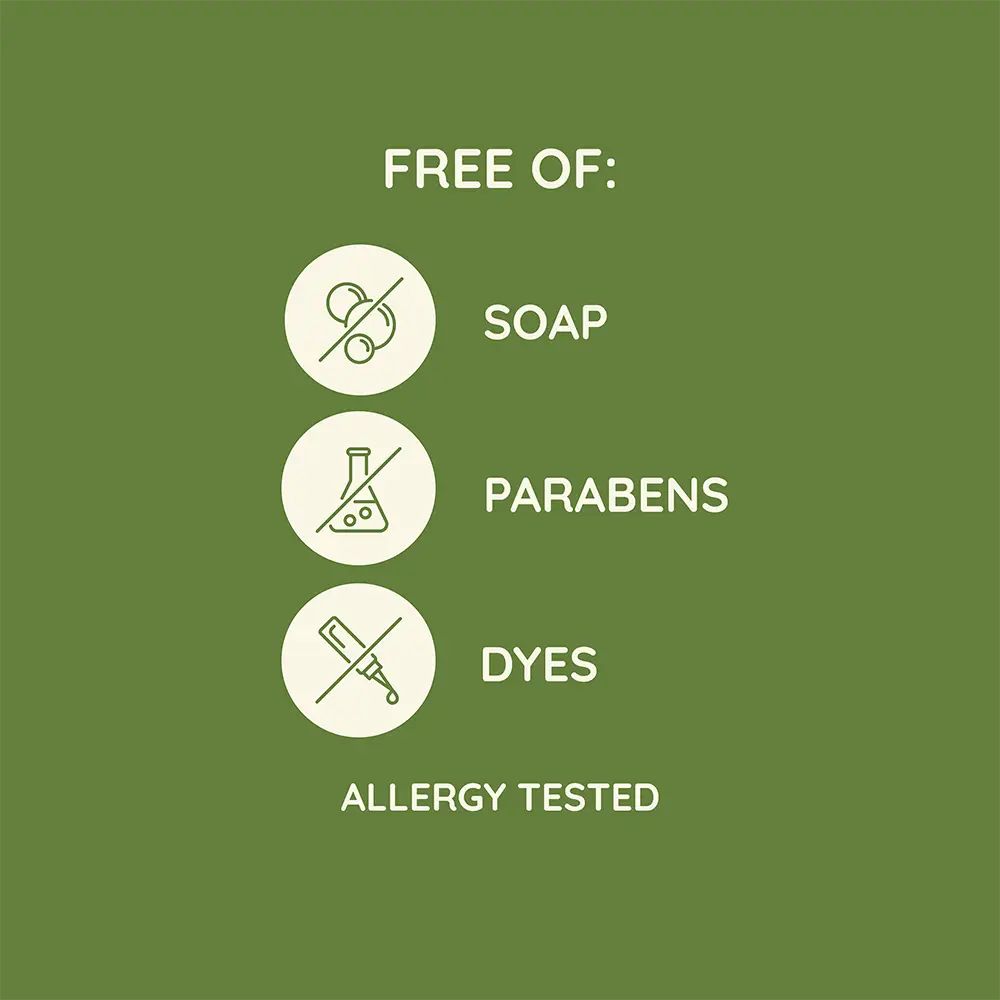 Free of soap parabens and dyes, allergy tested