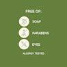 Free of soap parabens and dyes, allergy tested