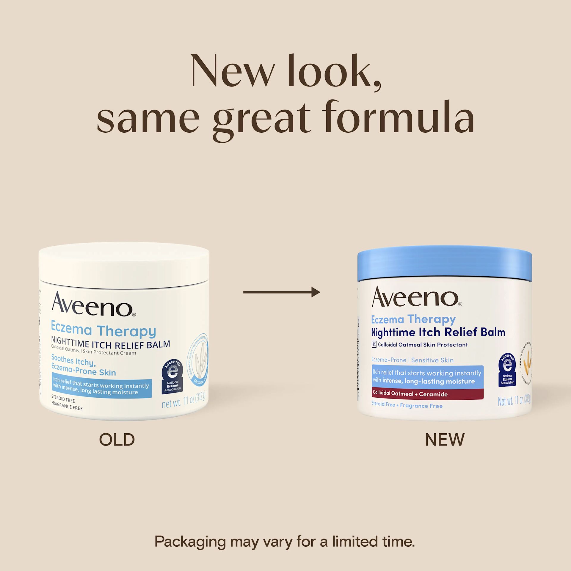 Aveeno® Eczema Therapy Nighttime Balm New Look same great formula!
