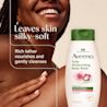 Aveeno® Shea Butter Berry Body Wash leaves skin silky-soft rich lather nourishes gently cleanses