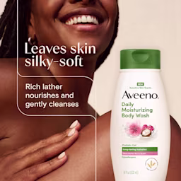 Aveeno® Daily Moisturizing Body Wash, Shea Butter Berry Scent, Sensitive Skin Scents - 5 Aveeno® Shea Butter Berry Body Wash leaves skin silky-soft rich lather nourishes gently cleanses