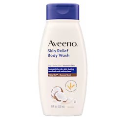 Front pack shot Aveeno® Skin Relief Body Wash with Coconut Scent, 18 fl. oz