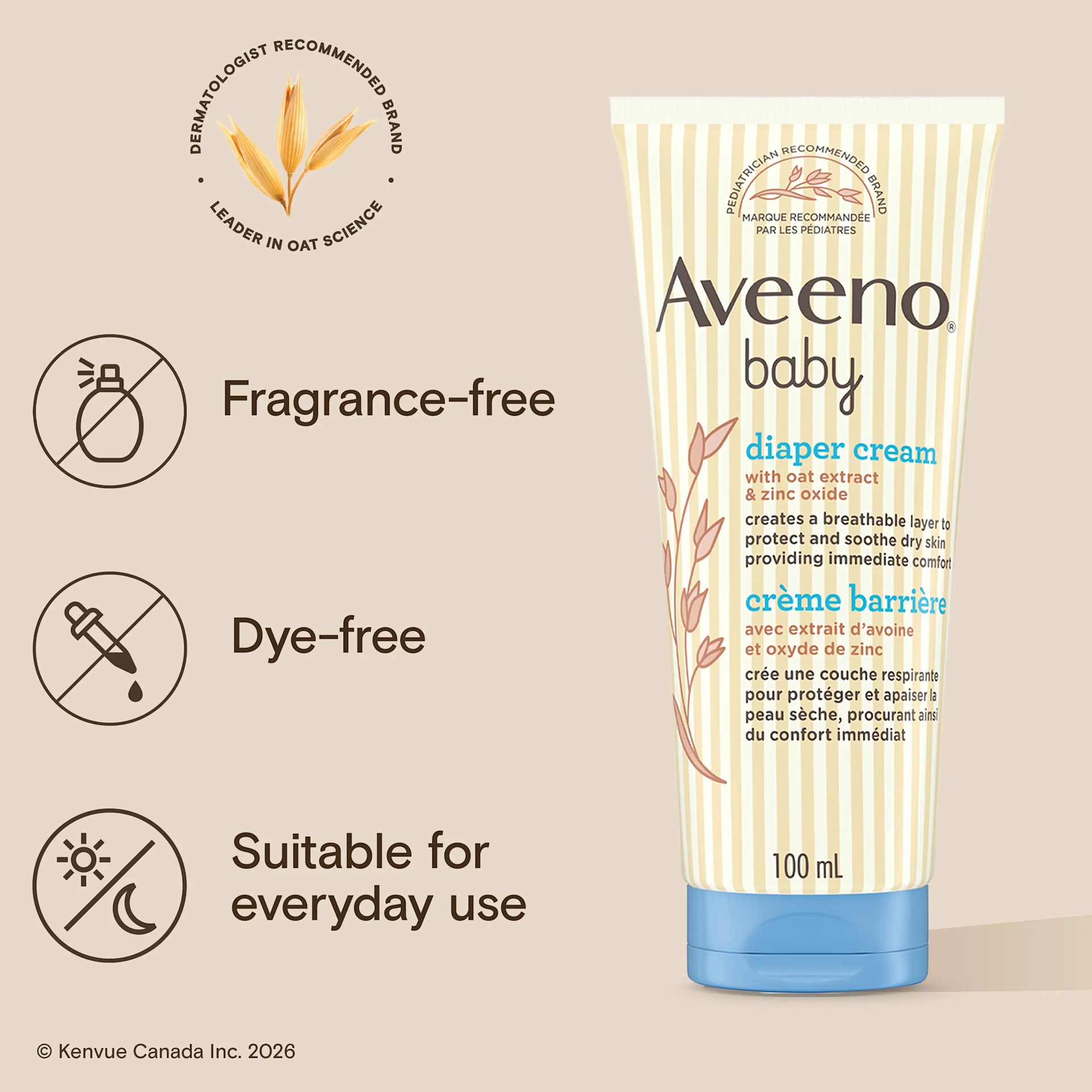 AVEENO® Baby Diaper  Cream,100mL bottle