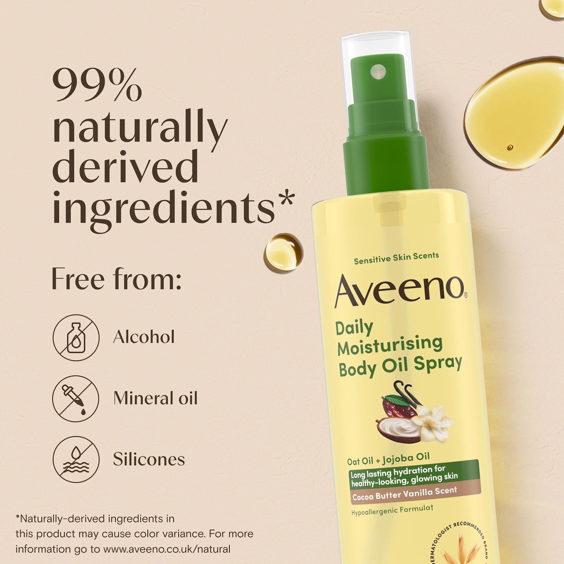 AVE EMEA UK 3574661883755 Aveeno Daily Moisturising Oil Spray Cocoa Vanilla 200ML SI04 THUMB JPG