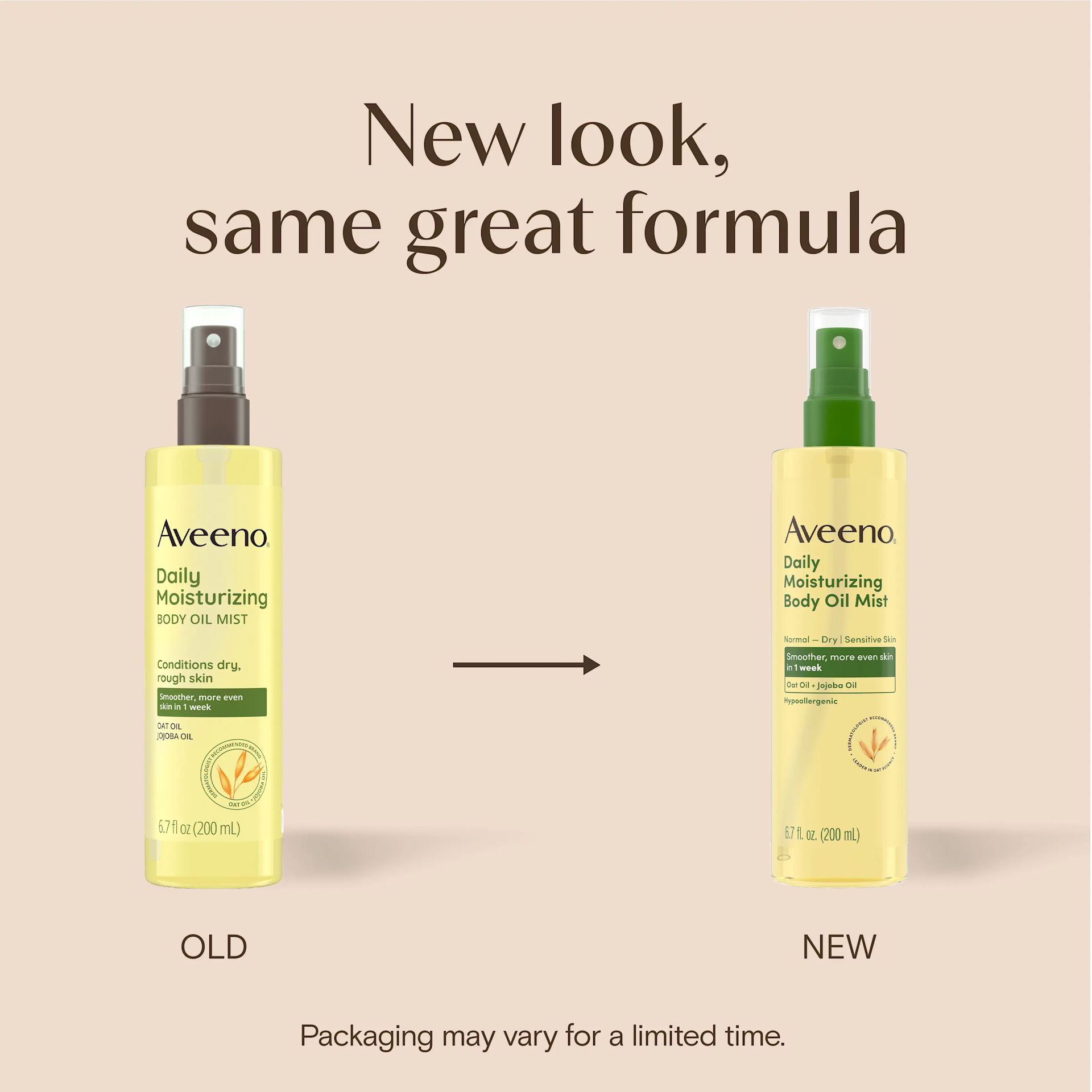 Aveeno® Daily Moisturizing Body Oil Mist New Look same great formula! Packaging may vary
