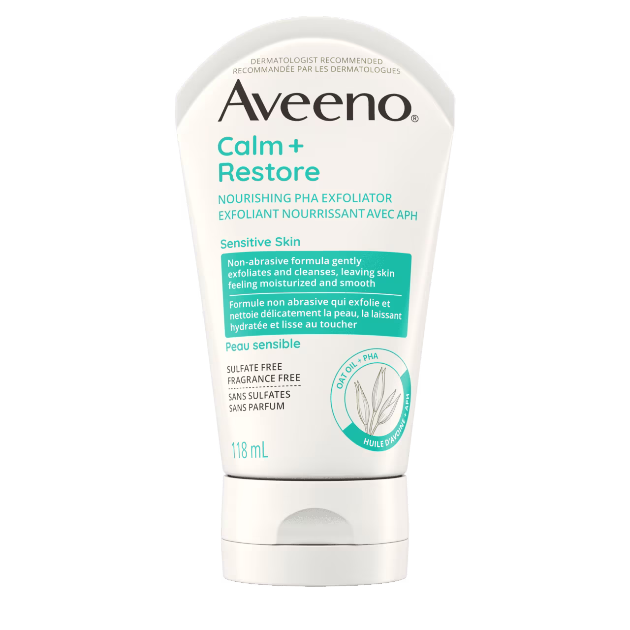 Tube of Aveeno® Calm + Restore Nourishing PHA Exfoliator in 118 mL