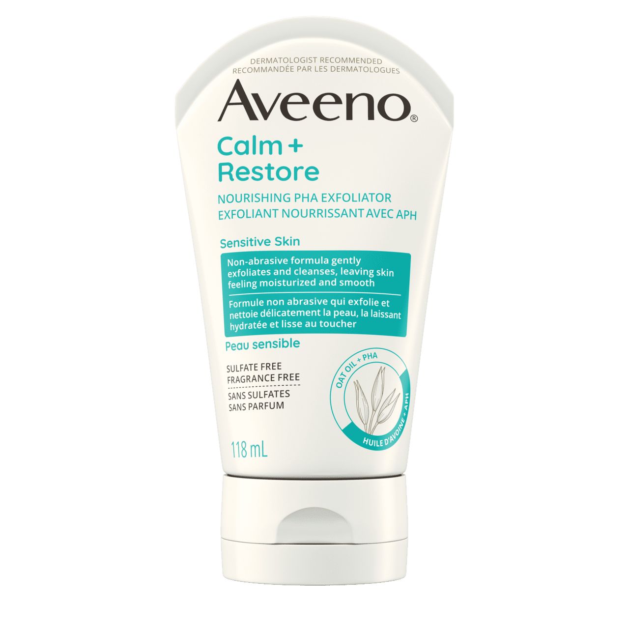 Tube of Aveeno® Calm + Restore Nourishing PHA Exfoliator in 118 mL
