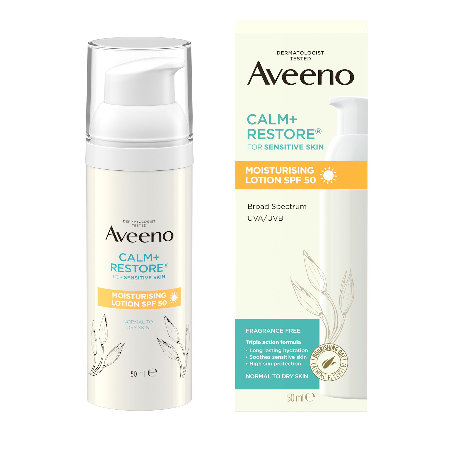 AVEENO® CALM+RESTORE  MOISTURISING LOTION SPF 50