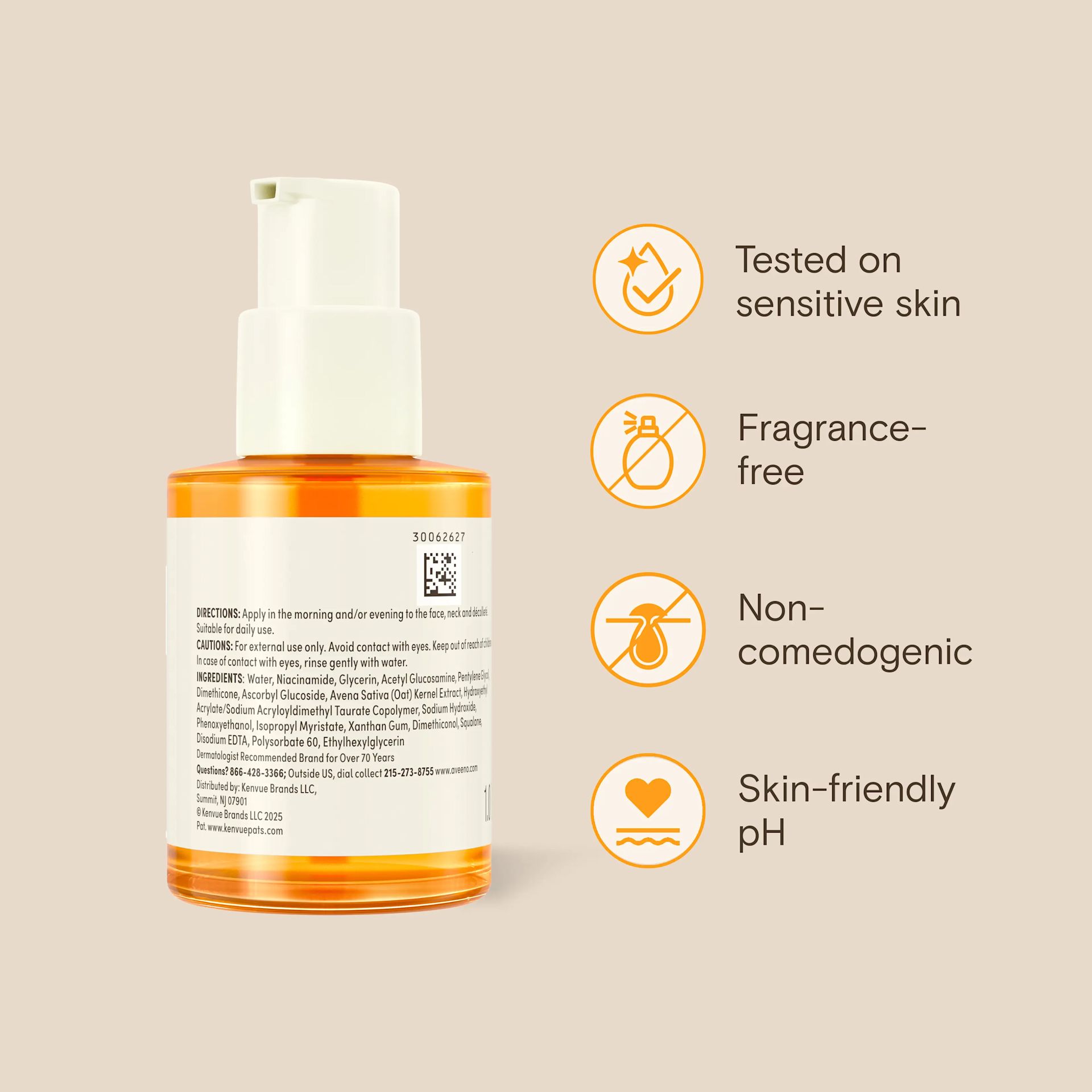 Vitamin C Serum tested on sensitive skin, fragrance free, non-comedogenic, skin friendly pH