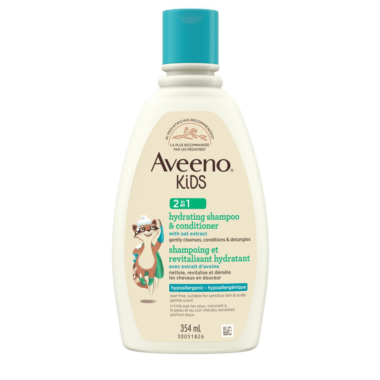 Bottle of AVEENO® Kids Hydrating Shampoo & Conditioner, 354mL