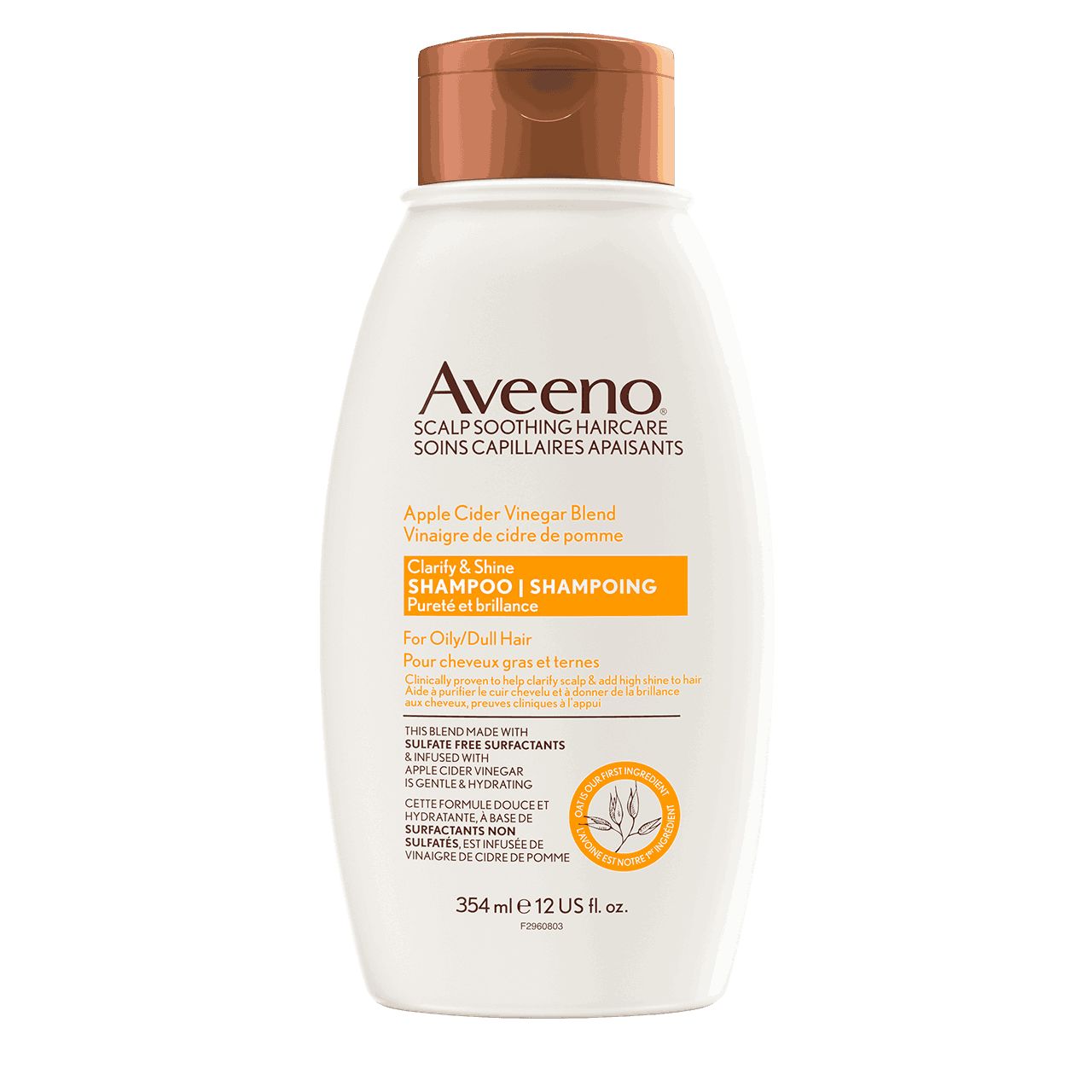 Shampoing AVEENO® Vinaigre de cidre de pomme Pureté et brillance, Flacon de 354 ml