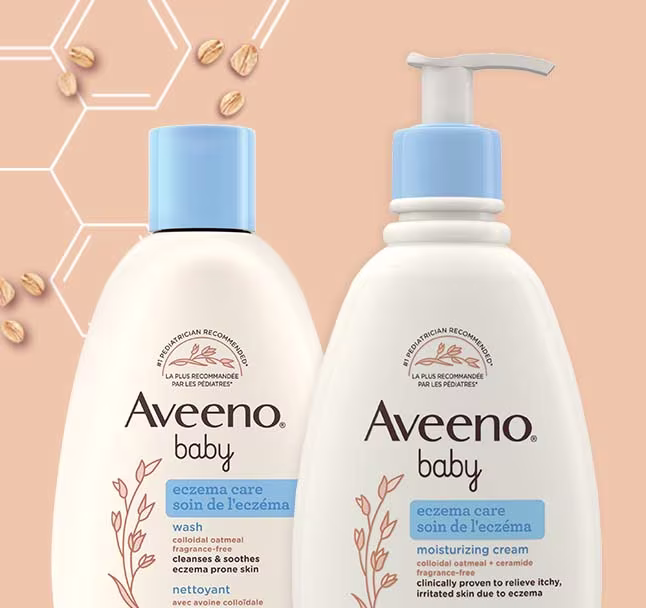 AVEENO® BABY Products: Eczema Care Wash and Eczema Care Moisturizing Cream, Fragrance-free