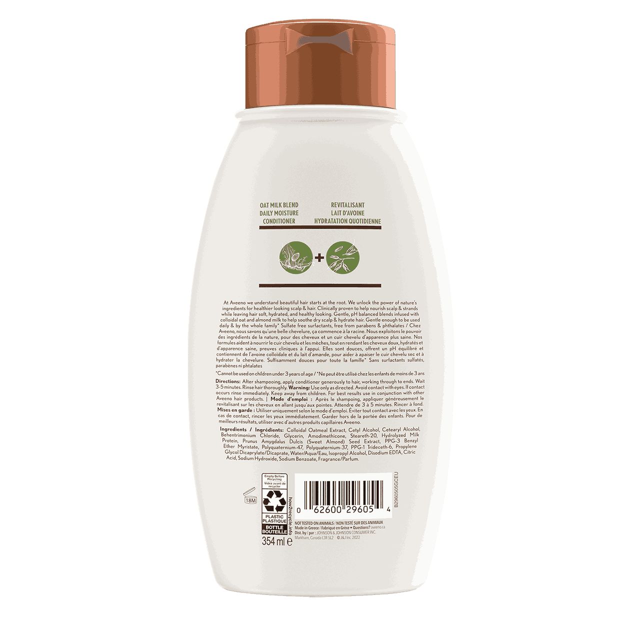AVEENO® Oatmik Blend Conditioner Squeeze Bottle, 354ml, back label