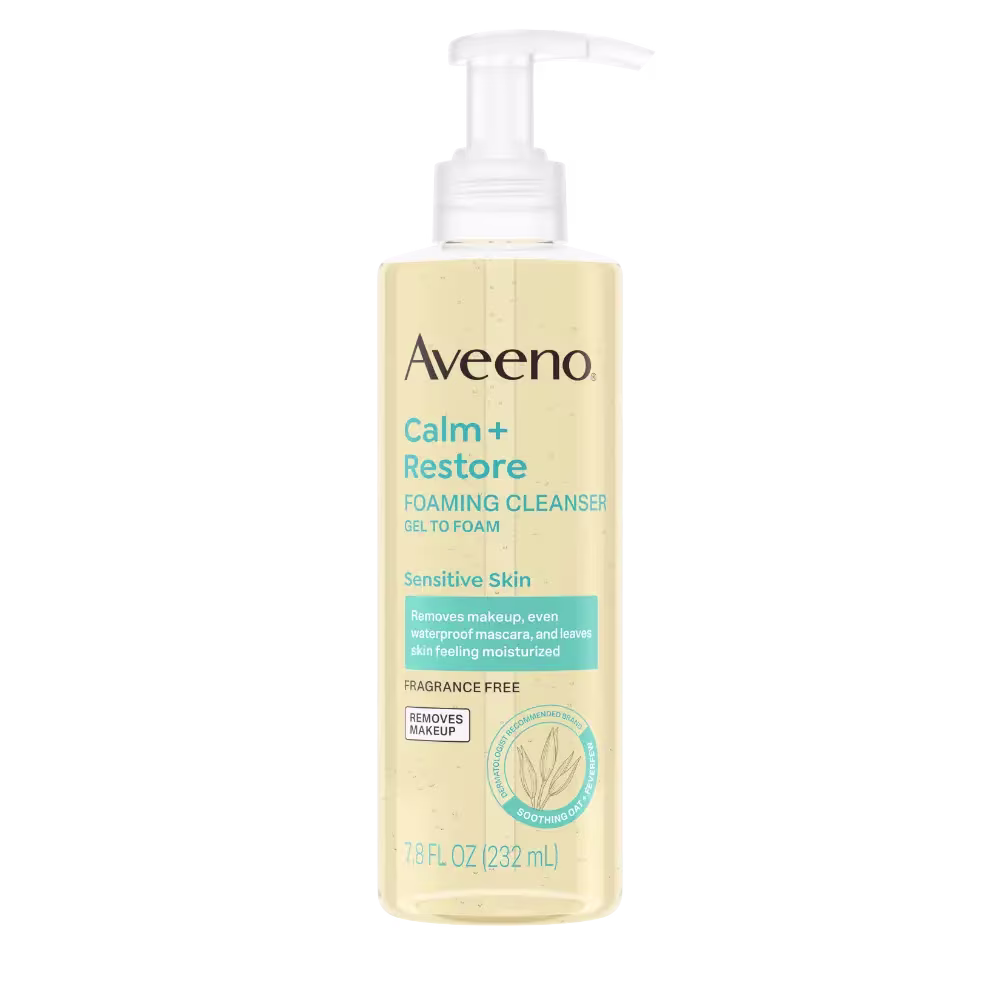 Front pack shot of Calm + Restore Gentle Foaming Cleanser for Sensitive Skin 7.8oz