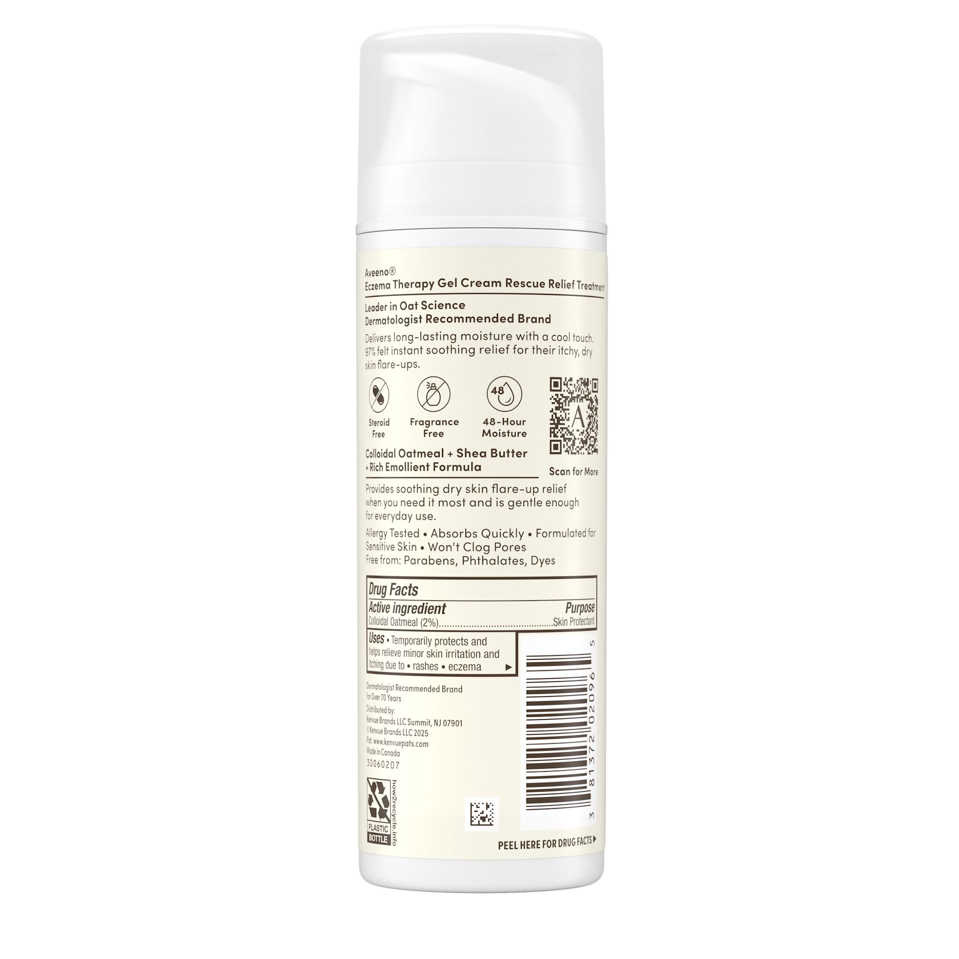 Back Pack shot of Aveeno® Eczema Therapy Rescue Relief Treatment Gel Cream 5oz