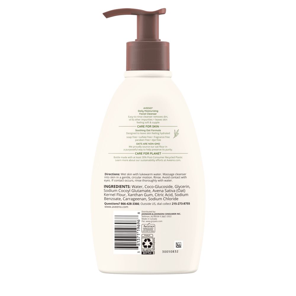 Aveeno Daily Moisturizing Facial Cleanser, Soothing Oat Back