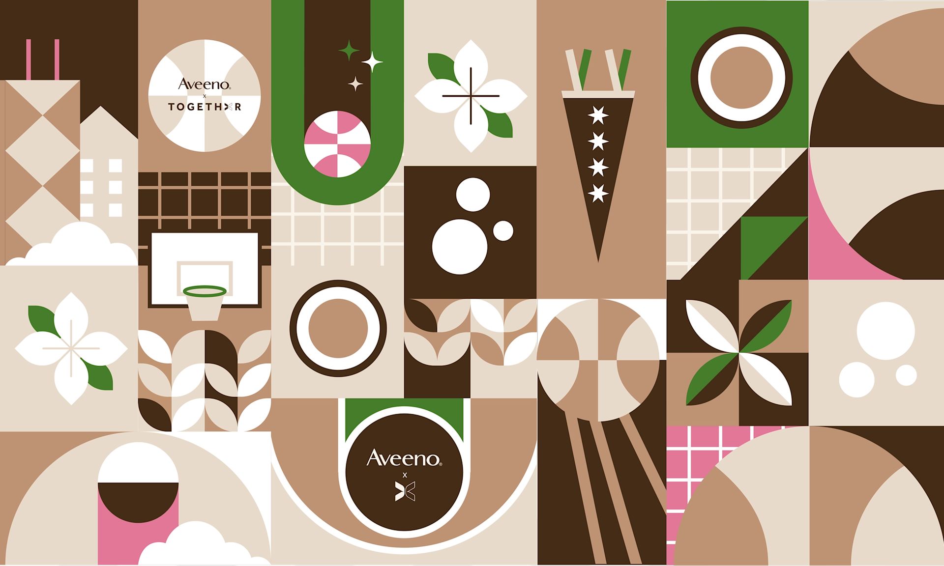 Hero banner illustration for Aveeno® + TOGETHXR House in Chicago