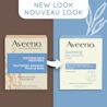 Ancien et nouvel emballage de la boîte de 8 x 42 g du traitement apaisant pour le bain AVEENO®, avec la mention "nouveau look"