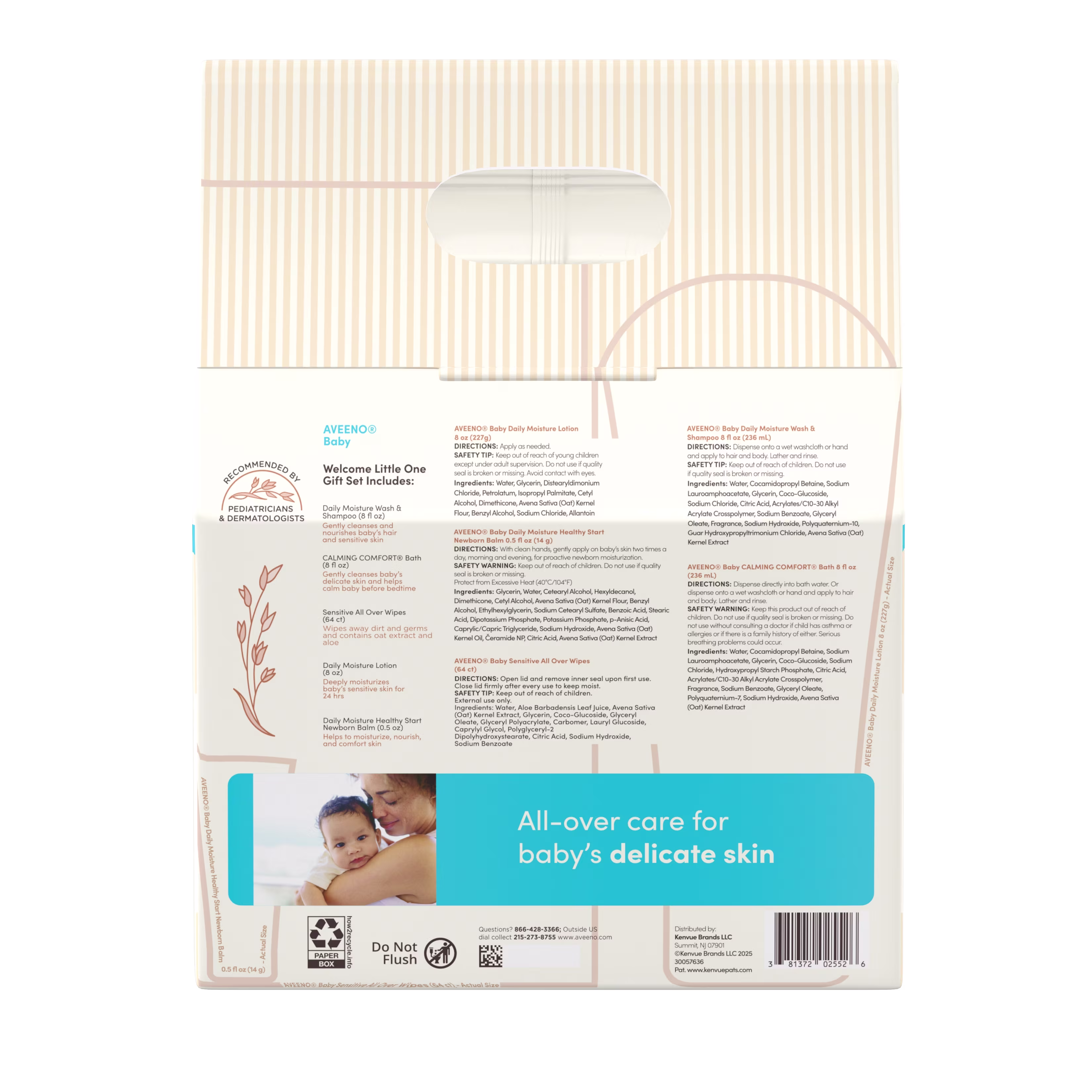 Back pack shot Back pack shot of Aveeno® Baby Welcome Little One Gift Basket Modern Gift Set