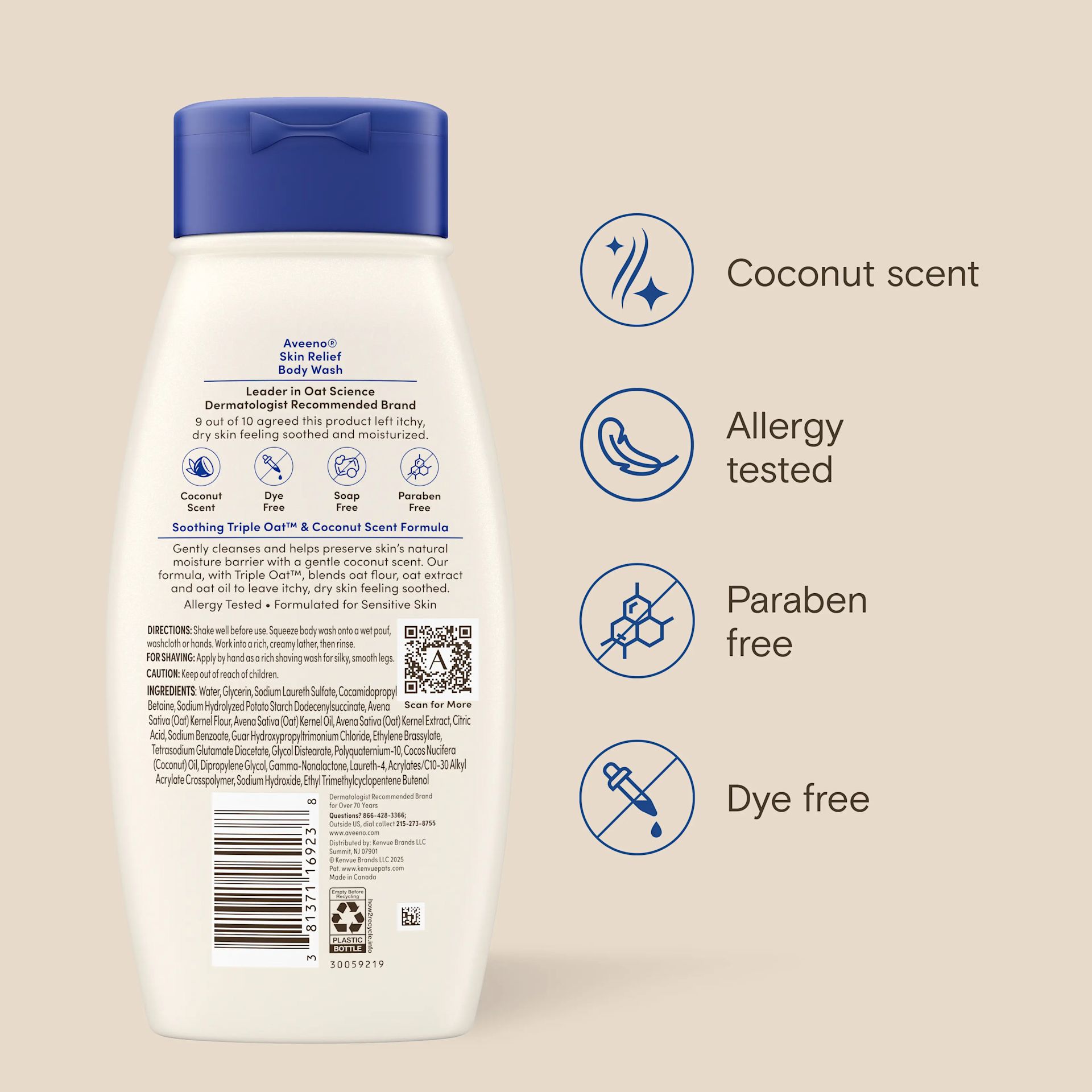 Coconut Scent, allergy tested, paraben free, dye free