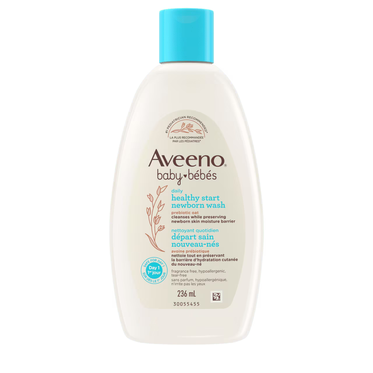 Avant du flacon de 236 ml du nettoyant quotidien Départ sain pour nouveau-nés AVEENO® Bébés
