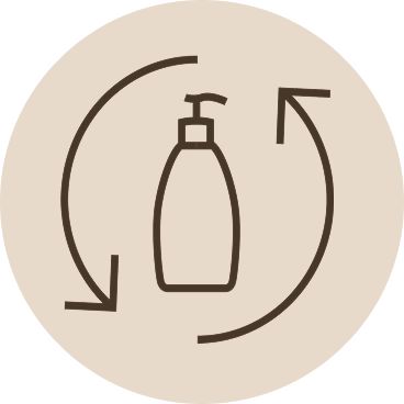 Illustration of a bottle and circular arrows, Aveeno® 40% PCR Information
