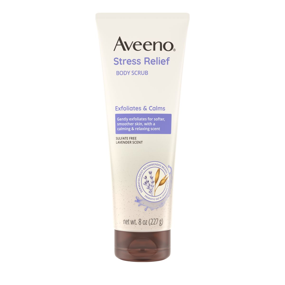Pack shot of Aveeno® Stress Relief Exfoliating Body Scrub, Lavender, 8 oz