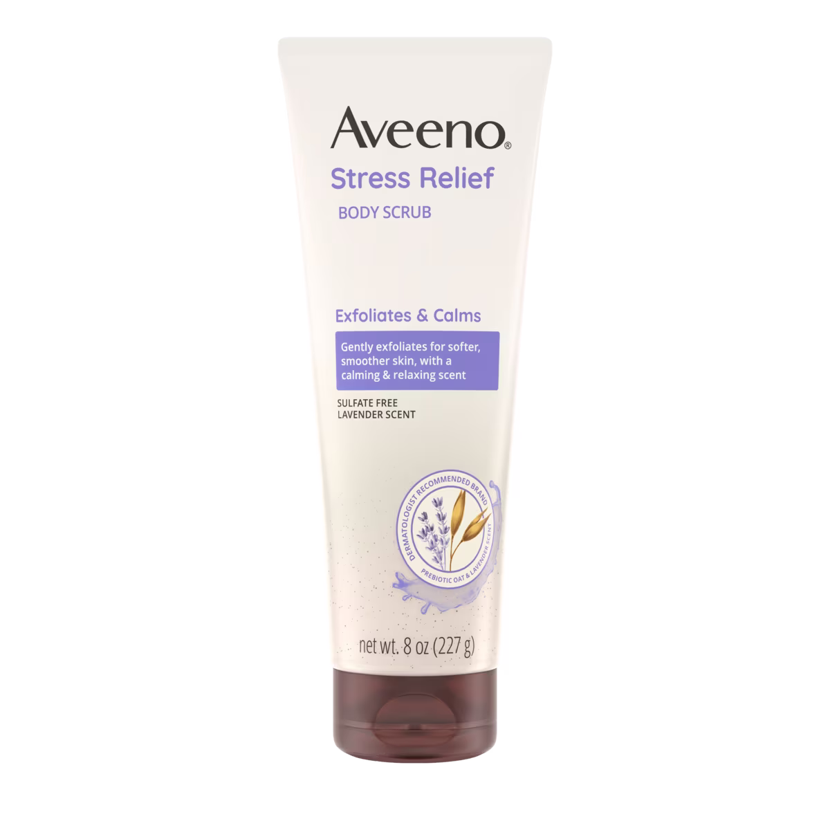 Pack shot of Aveeno® Stress Relief Exfoliating Body Scrub, Lavender, 8 oz