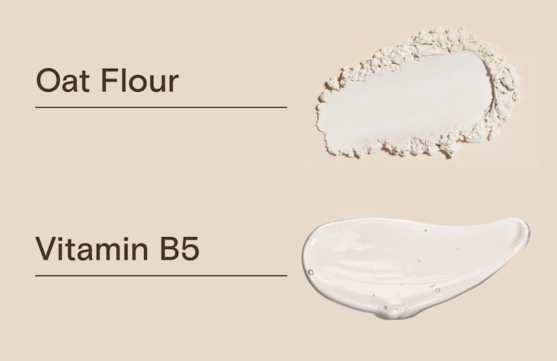 Kids Daily Moisture Face Cream Ingredients, Oat flour and vitamin B5 illustration
