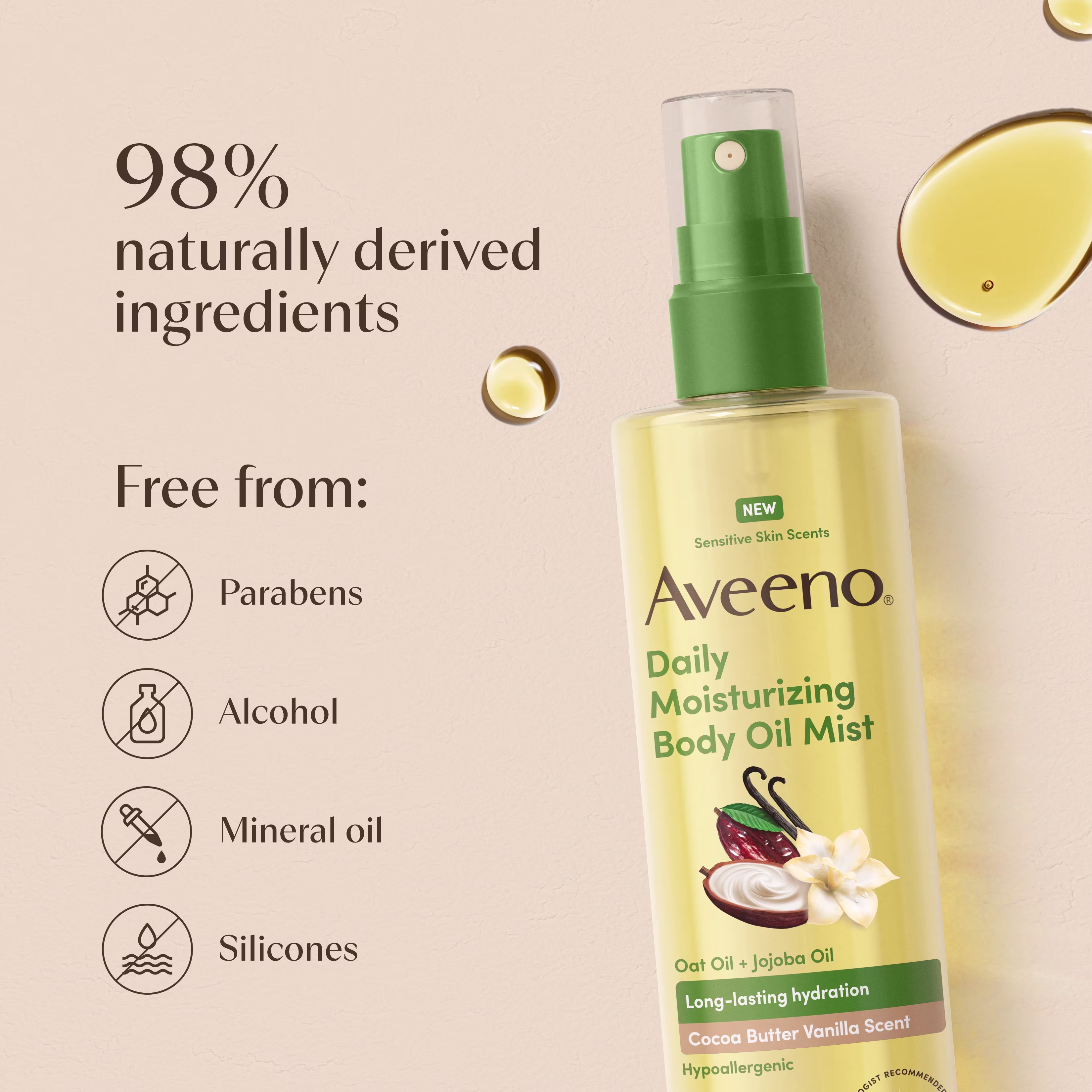 Aveeno® Daily Moisturizing Body Oil Mist 98% naturally derived ingredients
